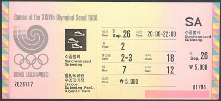 ticket olympic games 1988 seoul